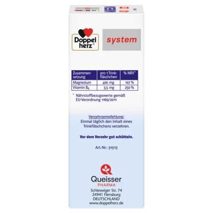 Abbildung der Produktverpackung Doppelherz system MAGNESIUM 400 LIQUID Seitenansicht links